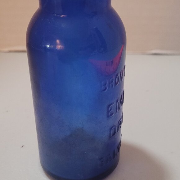 Antique BROMO SELTZER 4" Bottle Cobalt Blue Emerson Drug Co. Baltimore MD 1920s - Picture 5 of 10